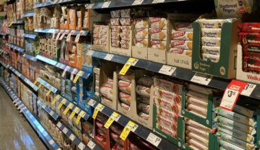 Plantaardige burgers in een verpakking in het supermarktschap